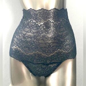 Victorias Secret Dusty Blue Corded Lace Nwt Black High Waist Thong Panties Small
